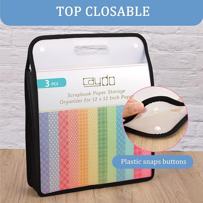 Caydo Scrapbook Paper Organizer, 3 Pack Expanding Paper Folio