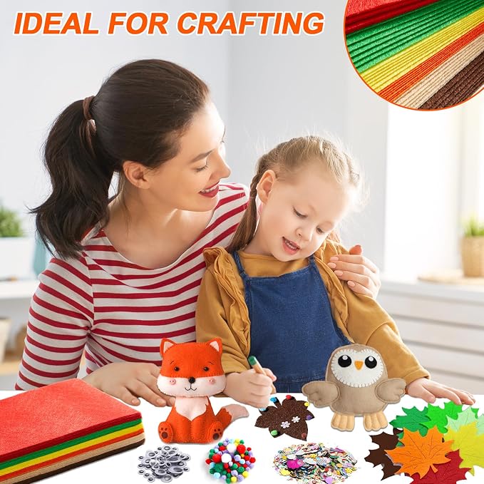 42Pcs Fall Felt Fabric Sheets 8 x 12 Inch Autumn Yellow Orange Assorted Soft