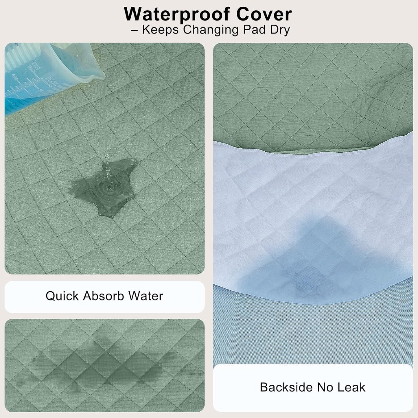 Unicorn Castle Waterproof Changing Pad Cover Muslin Changing Table Pad Cover 2 Pack Quilting for 32"x16" Baby Changing Pad Sheets Girls Boys,Green White