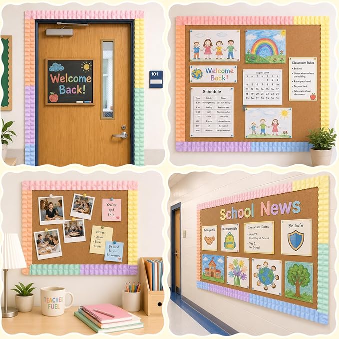 6 Rolls 40 Ft Ruffled Bulletin Board Borders Back to School Classroom Decor