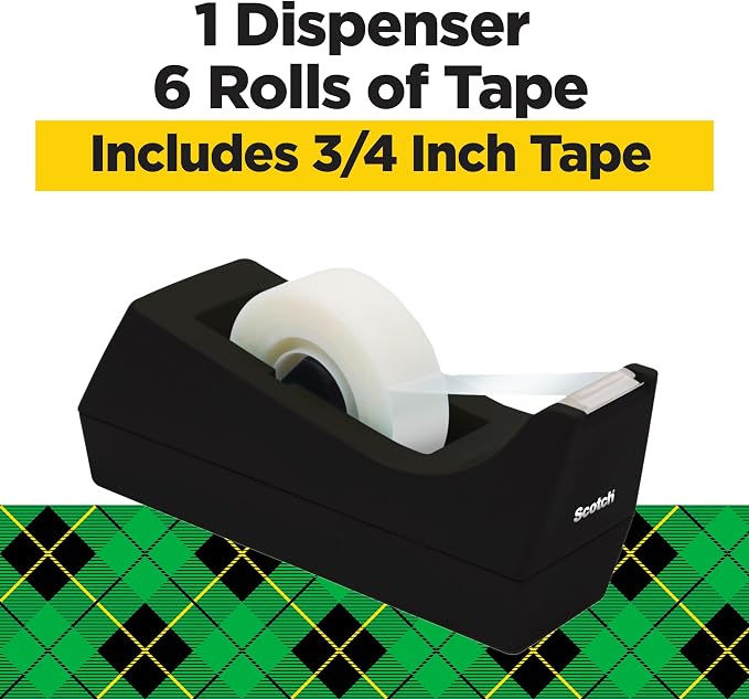 Scotch Magic Tape with Scotch Desktop Dispenser, 6 Rolls of 3/4" x 1000" | Plus