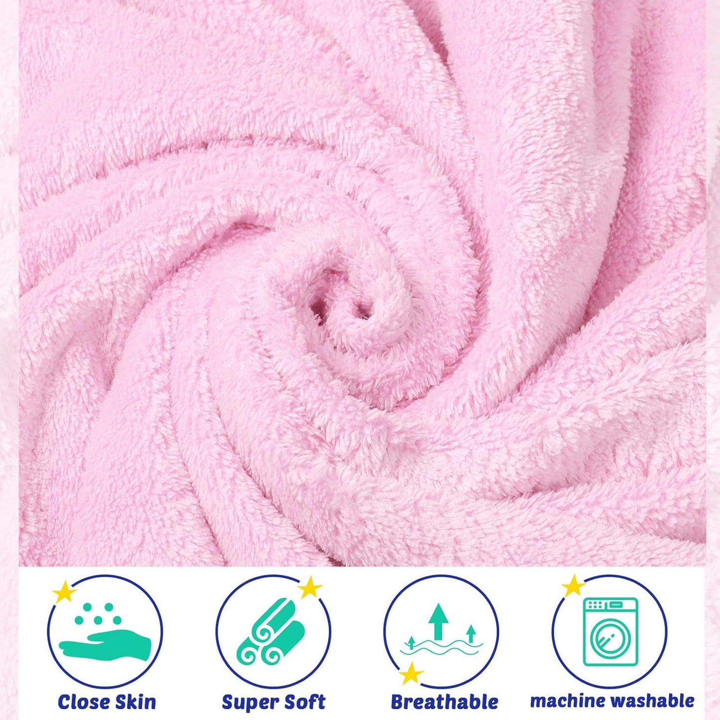 Reginary 4 Pack Baby Hooded Towels Coral Fleece Baby Bath Towels 30 x 30 Inch Soft Absorbent Hooded Bath Blanket for Newborn Toddler Infant Boy Girl Shower Gift Supplies (White, Pink, Green, Blue)