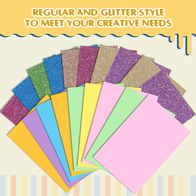 Feifeiya 48 Pack Assorted Colors Foam Sheets 8 x 12 Inch, Office Projects