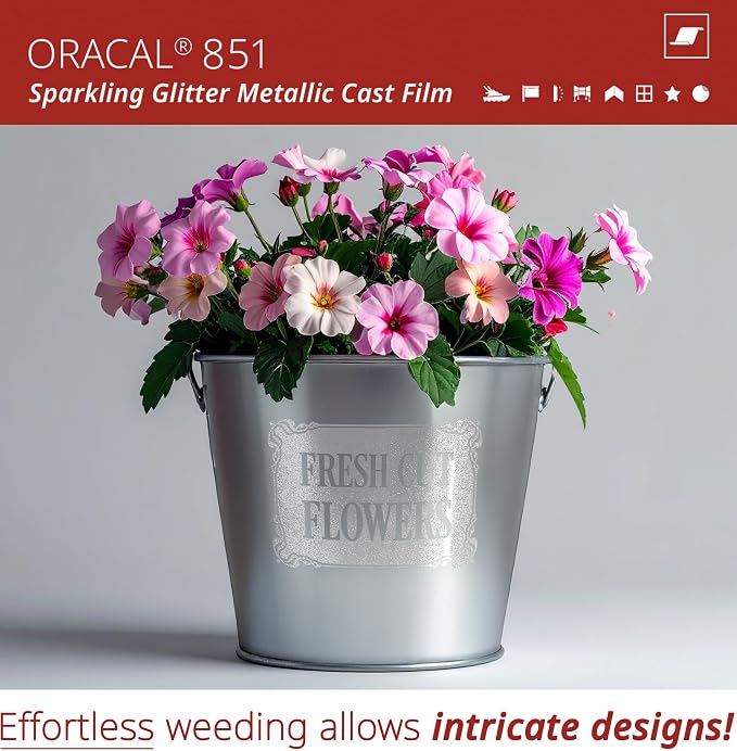 ORACAL 851 Cast Intense Silver Metallic Sparkle Glitter Craft Film Premium