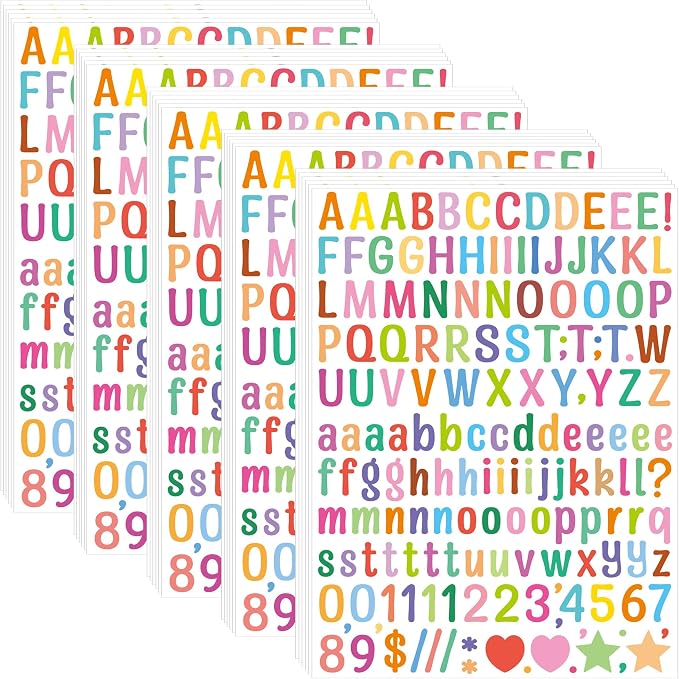 Letter Stickers 0.5 inch, Self-Adhesive Vinyl Waterproof ABC Letter Stickers