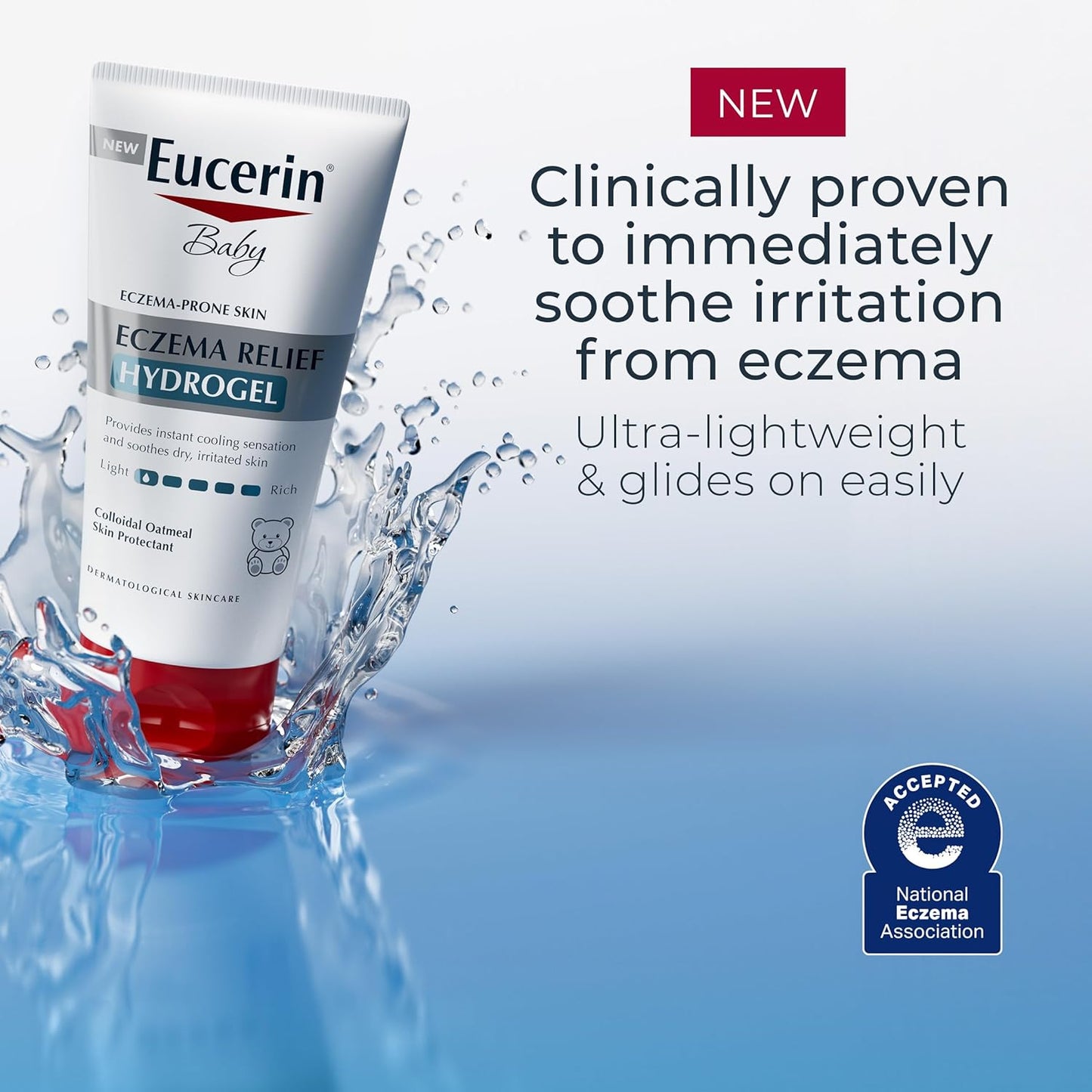 Eucerin Baby Eczema Relief Hydrogel for Dry, Itchy, Eczema-Prone Skin with Colloidal Oatmeal, Hypoallergenic, Fragrance Free and Steroid Free Body Moisturizer for Babies, 5 Fl Oz Tube