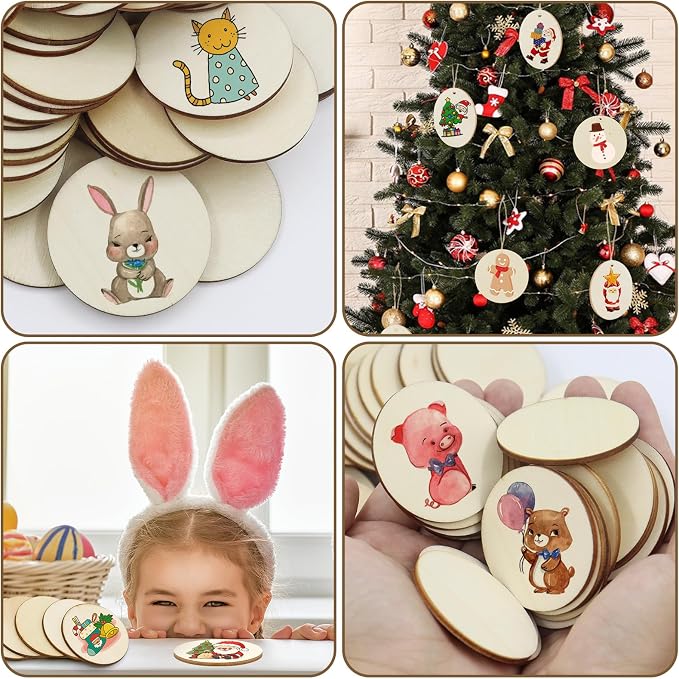 100 Pieces Unfinished Wood Circle