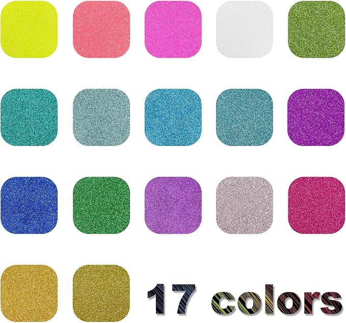 DUEUIOE 17 Pcs Glitter HTV Sheets 12x10 Inch