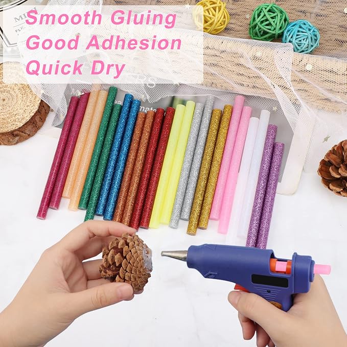 Manarty Glitter Color Hot Glue Stick, Adhesive EVA Glue Sticks Standard