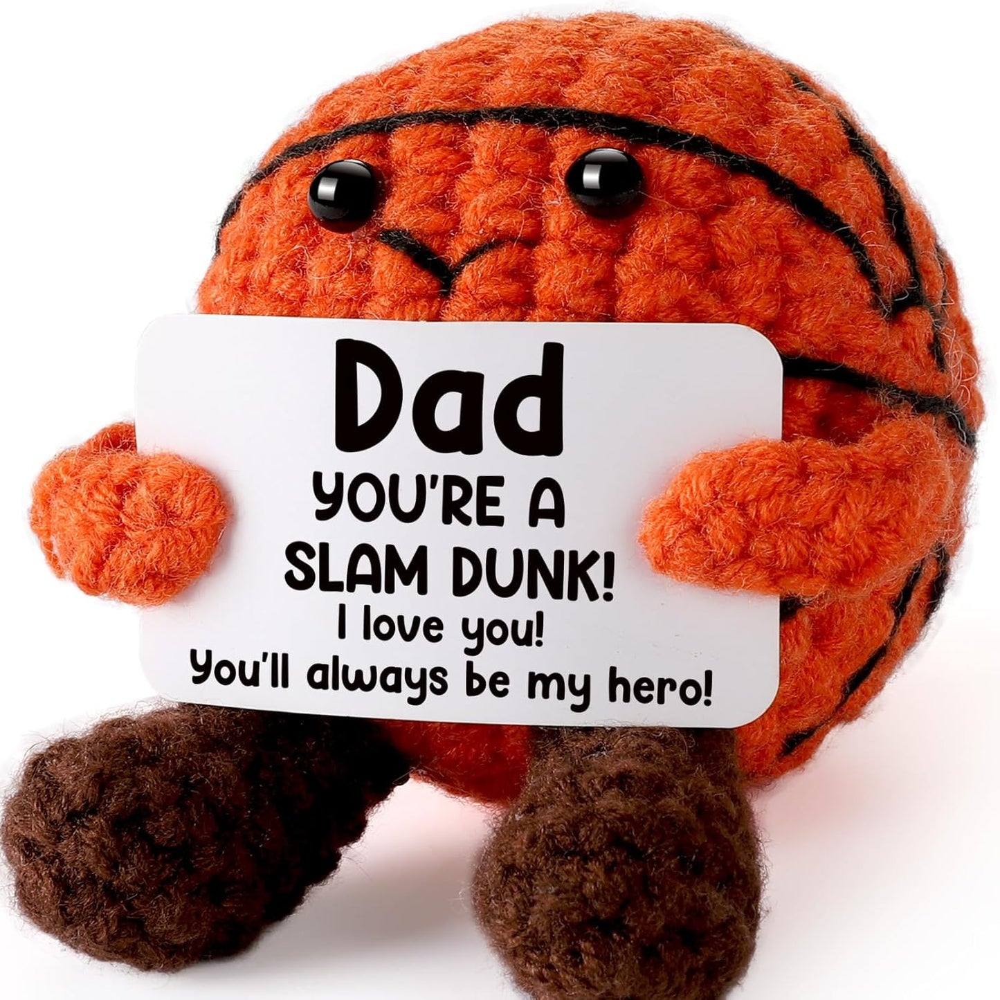 Dad Birthday Gifts from Daughter Son Wife - Cool Handmade Crochet Small Basketball Decor, Ideal Fathers Day for Dad Father Daddy New Dads, I Love You Gift for Dads