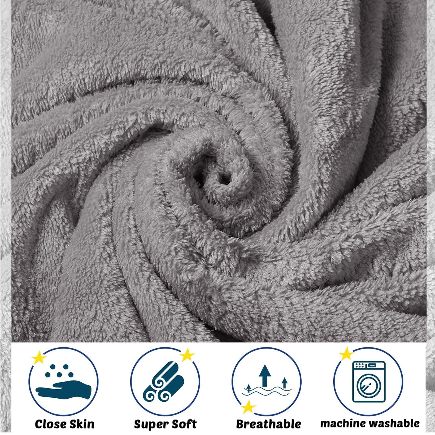 Chumia 6 Pack Baby Bath Towel Coral Fleece Soft Absorbent Newborn Hooded Towel for Kid 30 x 30 Inch Toddler Bath Blanket for Babies Infant Shower Gift(Gray)