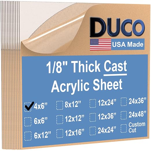 Duco Clear Cast Acrylic Sheets 1/8" Thick 4" x 6"