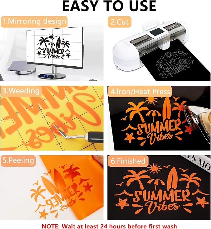 FUNKAKA HTV Heat Transfer Vinyl Bundle, 20 Rolls 12" x 3ft HTV Vinyl