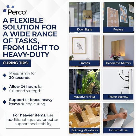 Perco Double Sided Mounting Tape Roll, Picture Hanging, DIY Projects, Custom