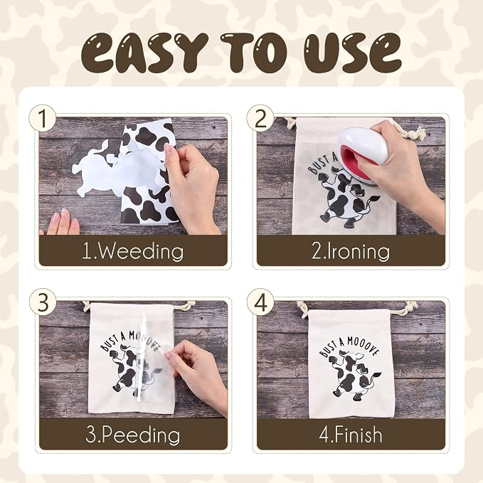 Tintnut Black Cow Heat Transfer Vinyl, easy cut & weed, stretch washable