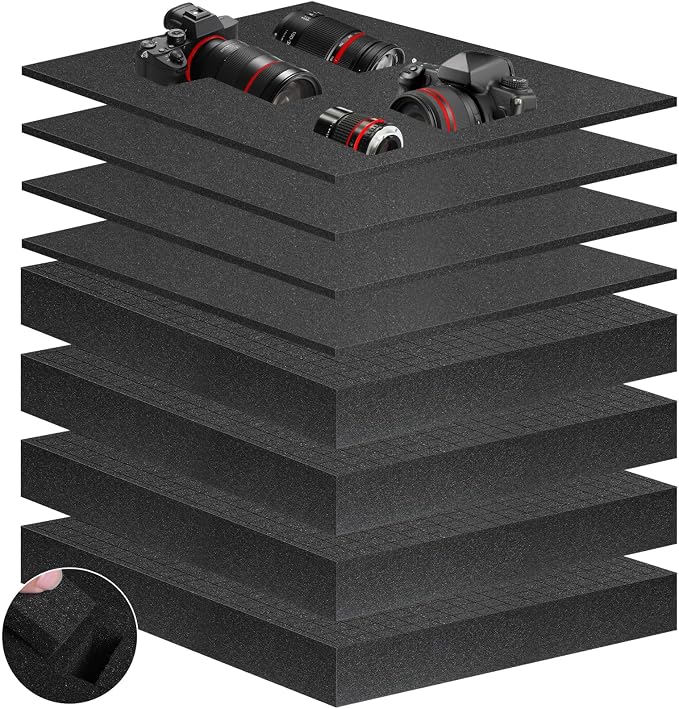 Eunice 4Pcs 12 x 12 x 0.4 Inch Polyurethane Foam Sheets & 4Pcs 12 x 12 x 2 Inch