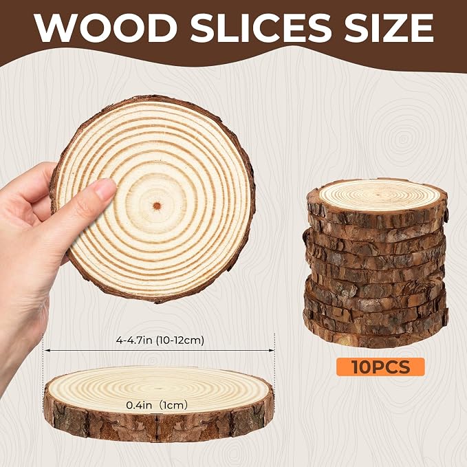 FSWCCK 10 PCS Unfinished Wood Slices