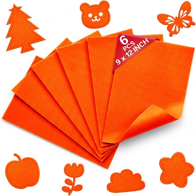 Orange Soft Felt Sheets for Crafts, 1.6mm Thick, Kids' Crafts, DIY Projects