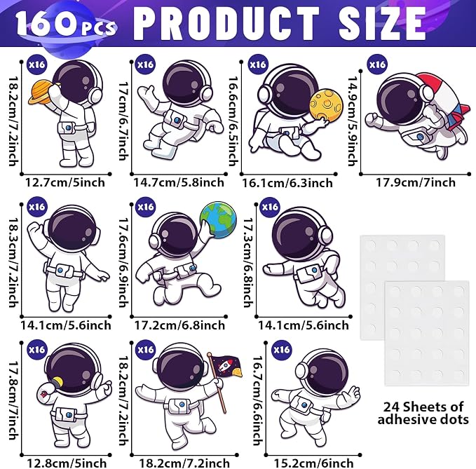 160Pcs Outer Space Cutouts Back to School Bulletin Board Decoration Set