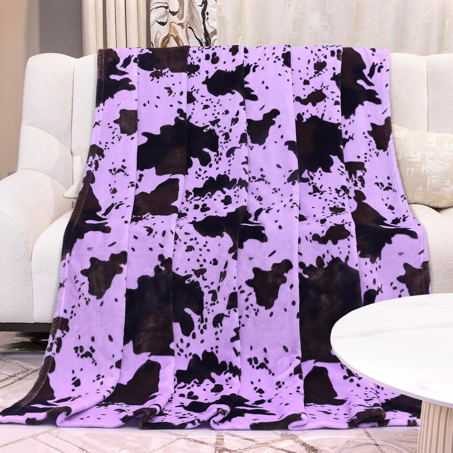 Twin Size Purple Blanket Soft Cozy Lightweight Fleece Throw for Bed Couch Sofa All Season Home Decor 60x80 Inches