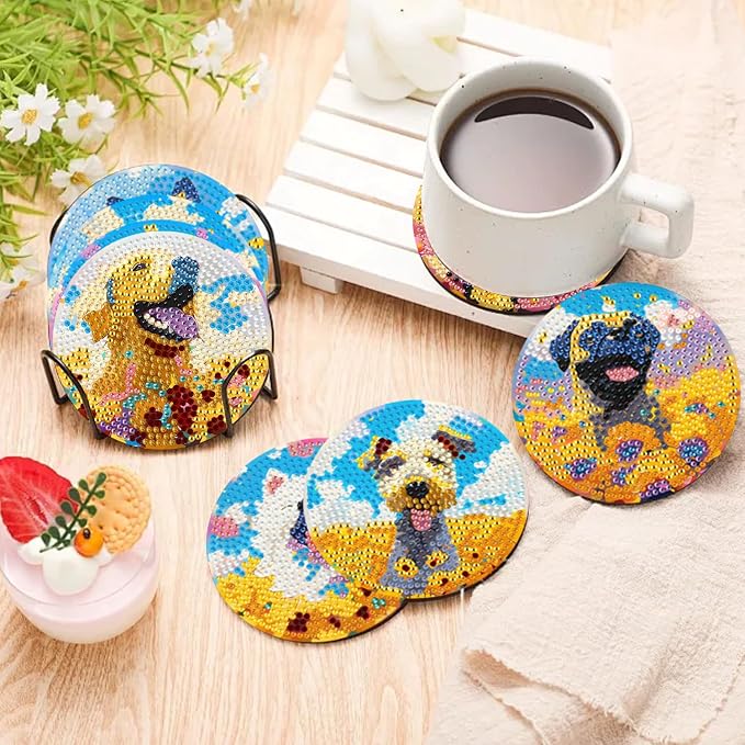 EWJRNSF 10 PCS Dog Diamond Art Coasters DIY Kit
