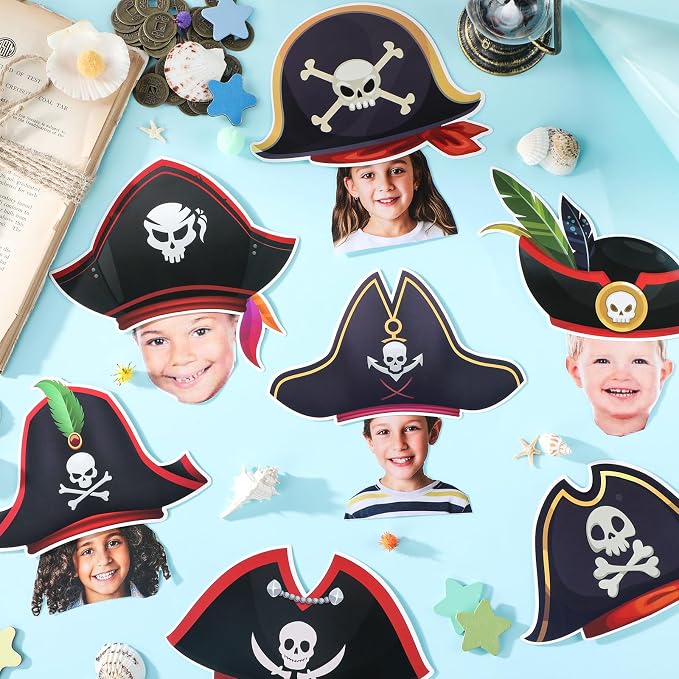 gisgfim 80Pcs Pirate Cutouts Adventure Decorations Bulletin Board Skull Hat