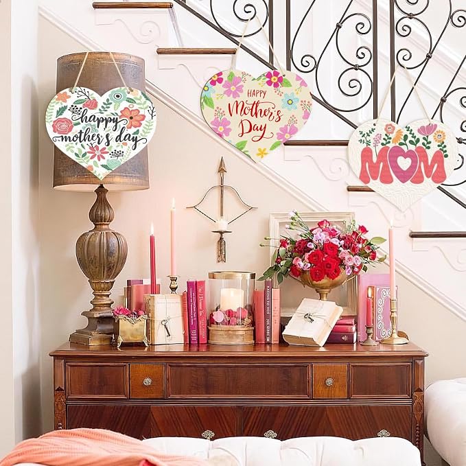 Large Size 12" Wooden Heart Ornaments to Paint, Happy Mothers Day DIY Blank