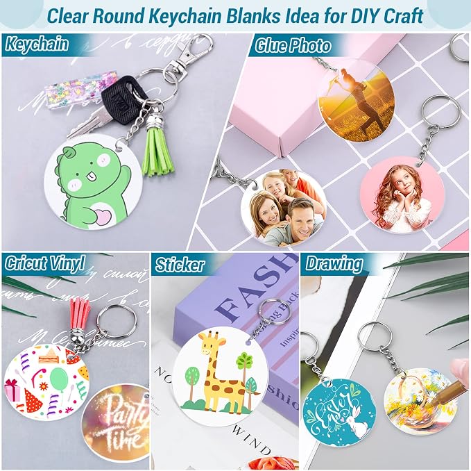 350Pcs Acrylic Keychain Blanks Clear Acrylic Round Ornament Blank