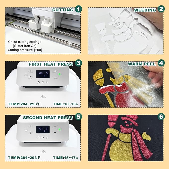 Glitter Puff Heat Transfer Vinyl, 12in X 10in 13pcs Iron on | 3D Puff, Wash No