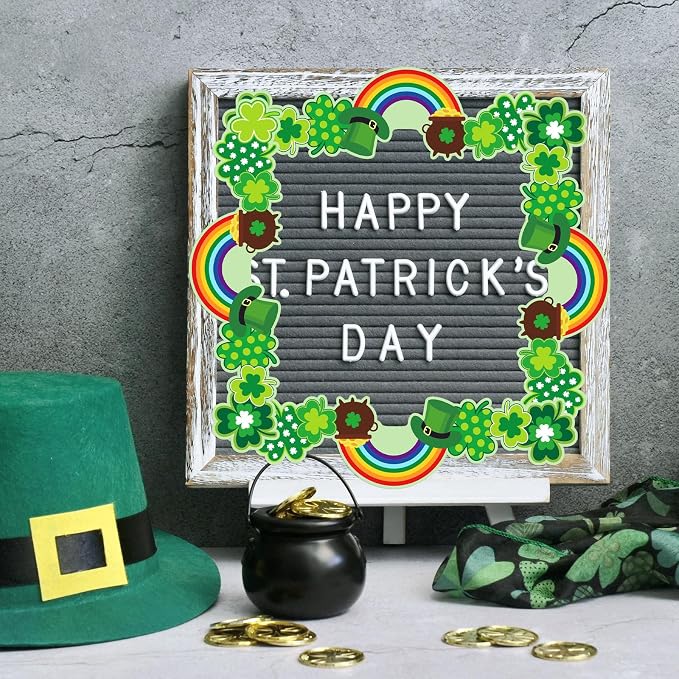 FYSUIMU 65.6 Ft St. Patrick's Day Bulletin Board Borders Green Shamrock Clover