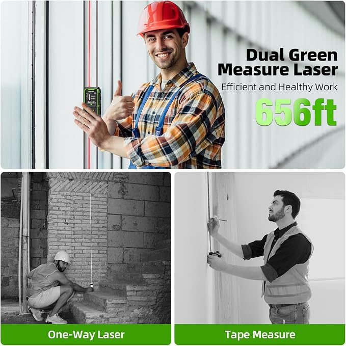 Huepar Professional 656ft/200M Dual Laser Distance Measuring Tool, 5 Years