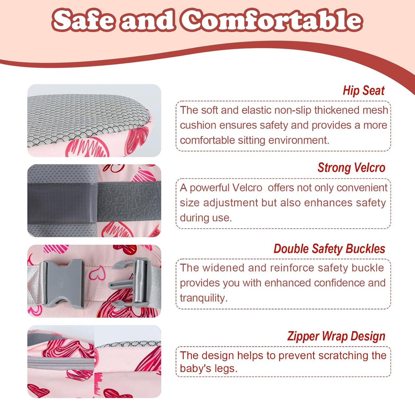 Baby Hip Carrier - Adjustable Waistband & Hip Seat for Newborn-Toddler (Up to 66 Lbs) with Pockets for Parents
