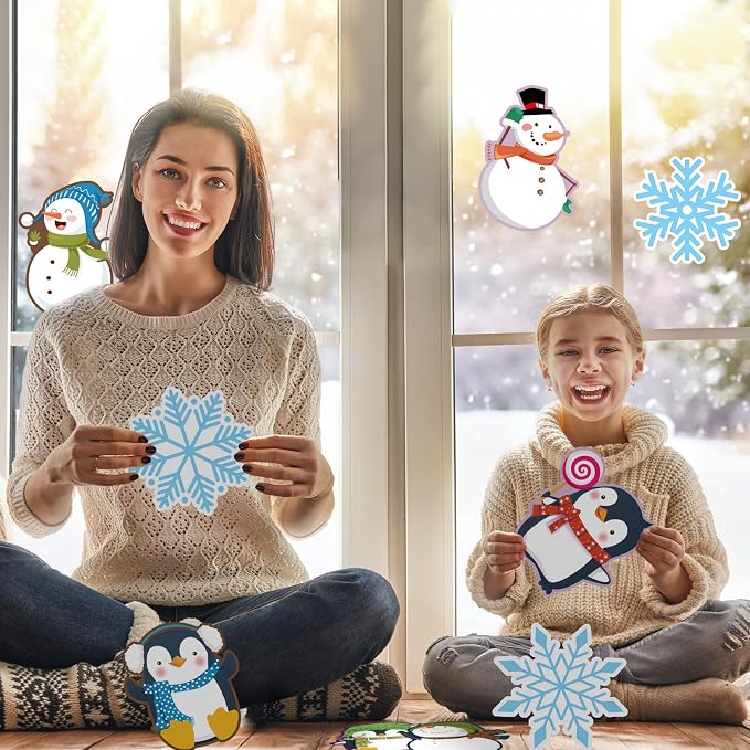 Outus 45 Pcs Winter Cutouts Snowflake Accents Paper Cutouts Name Tags Seasonal