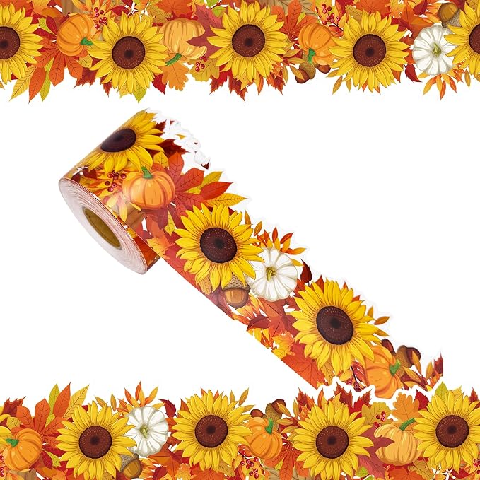 68.9 Feet Sunflower Maple Leaves Pumpkins Theme Bulletin Board Borders