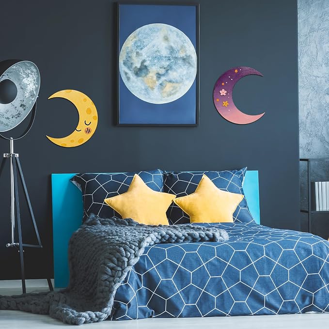 12 Pack 12 Inch Wooden Moon Cutout