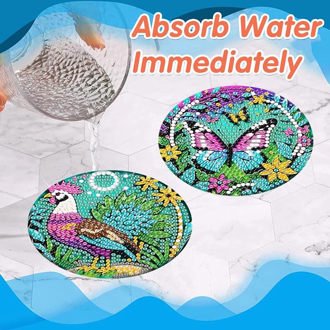 ijbnhd 8 PCS Animals Diamond Painting Coasters 4X4inch | Animals Diamond Art