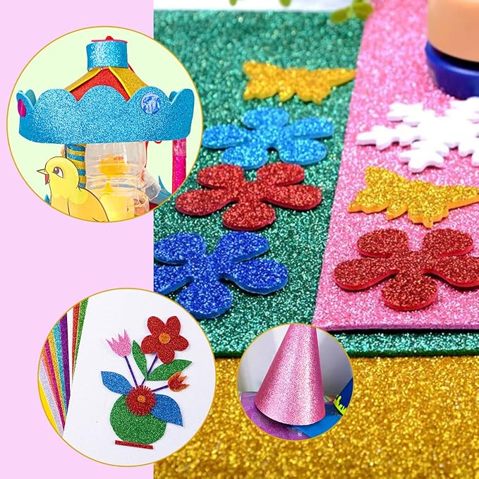 10 Sheets Glitter Paper Sheet for Crafts, A4 Cardstock Self-adhesive Paper for