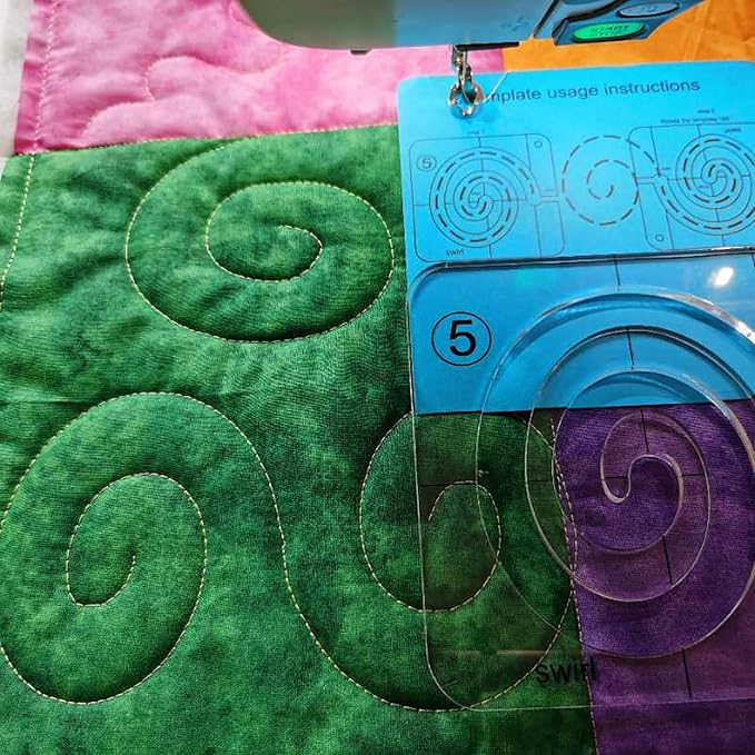 Swirl Template for Quilting Fits Inside FMQ Grip 5 Quilting Templates for