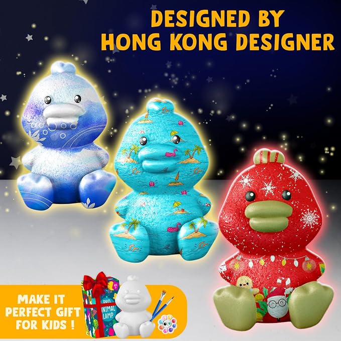 Goody King Paint Your Own Duck Lamp Kit, DIY Duck Night Light, Arts & Crafts