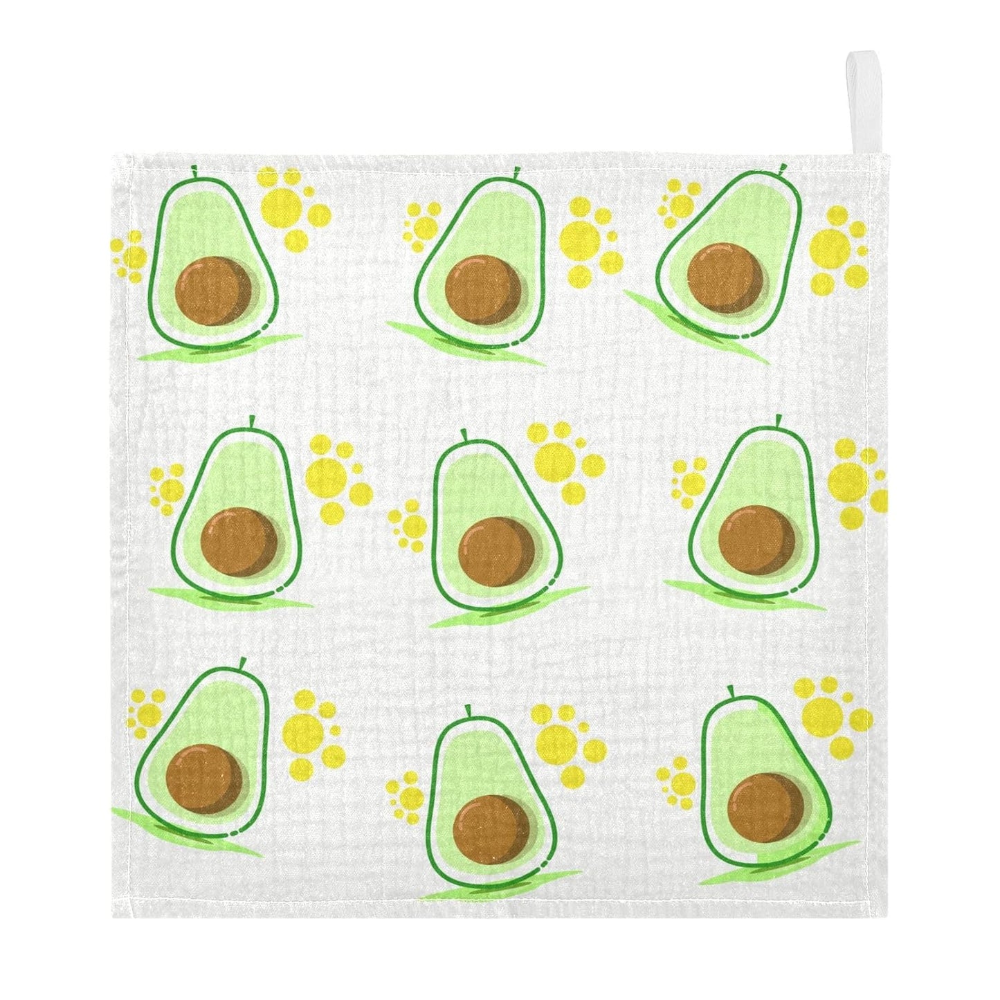 Green Fresh Avocado Baby Muslin Washcloths Paw Print Fruits Burp Cloths Soft Absorbent Baby Wash Cloth Fingertip Face Towels for Newborn Boys Girls 12 x 12 in, 3 Pack