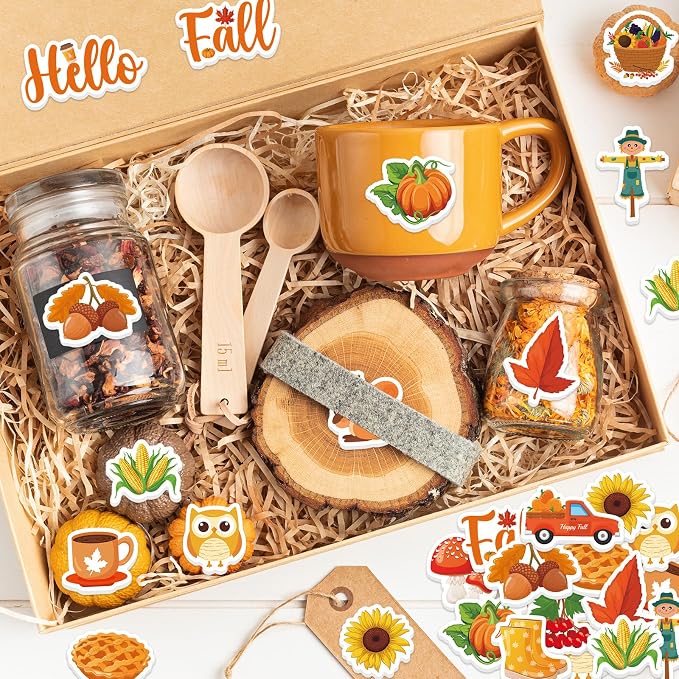 300Pcs Fall Foam Stickers, Cute Self-Adhesive Autumn Thanksgiving Stickers Foam