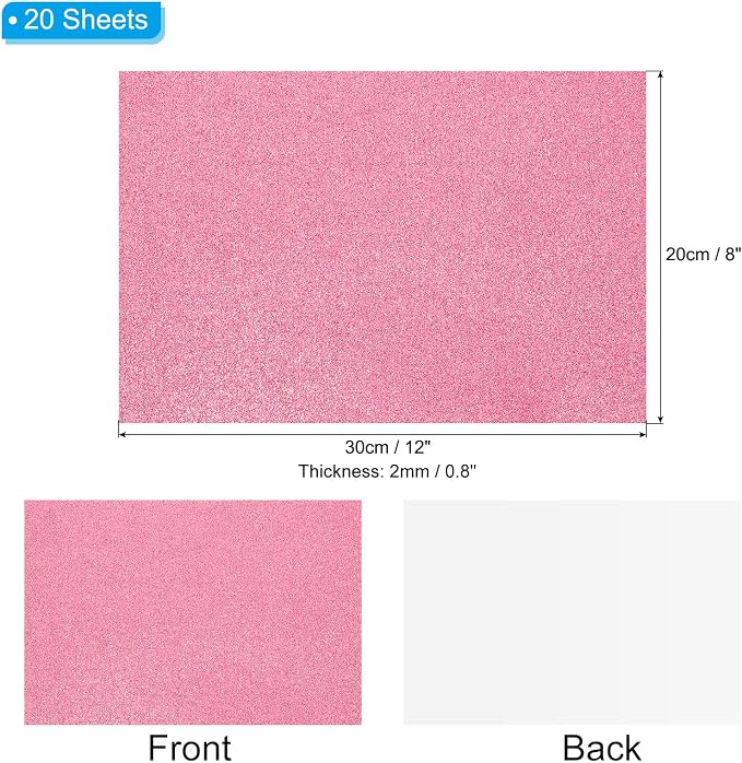 PATIKIL Dark Pink Shiny EVA Glitter Foam Sheet 11 x 8 Inch 2mm Thick