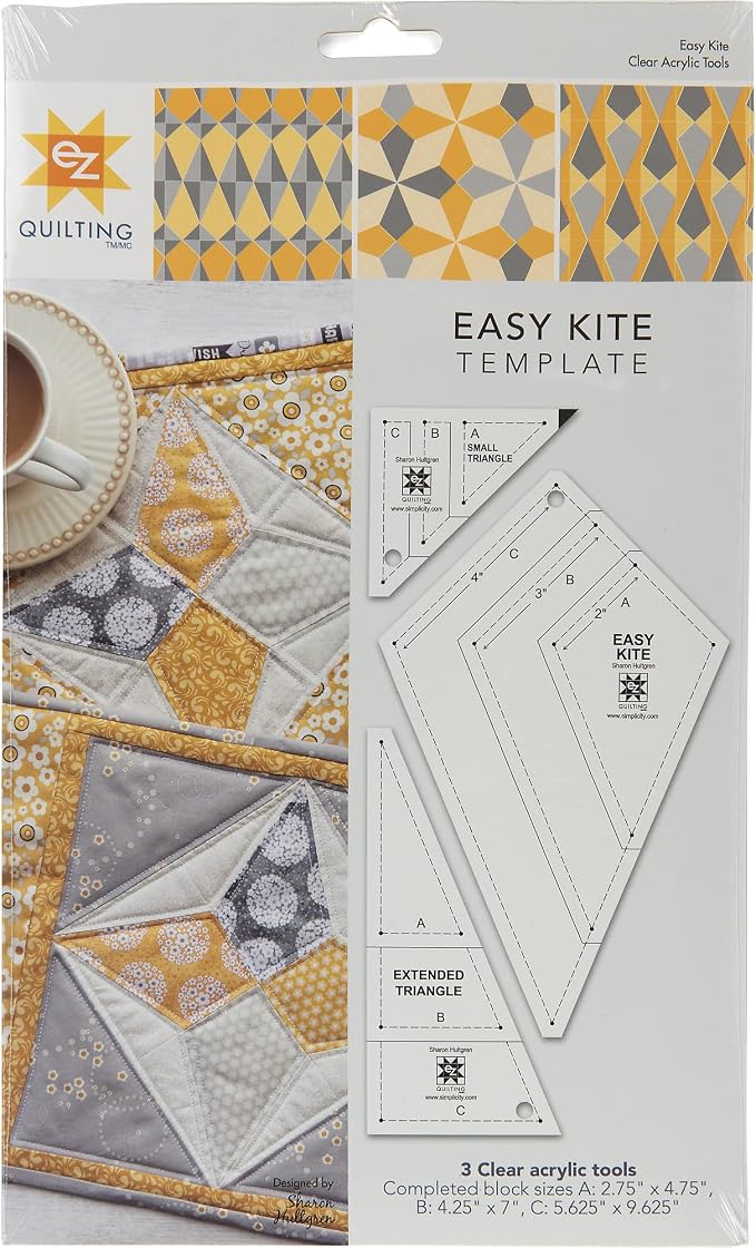 EZ Quilting 8829477 Acrylic Kite Quilting Template Set, Sizes 2.75" x 4.75"
