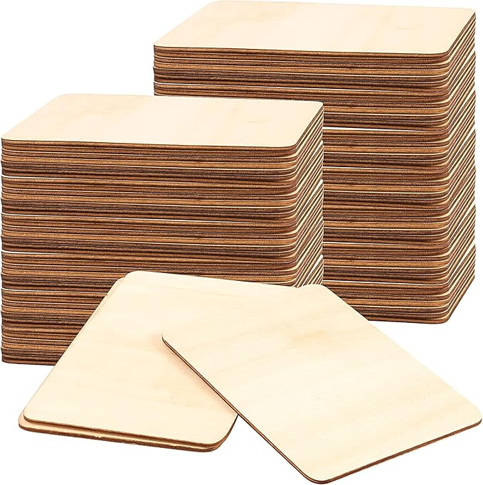 HOIGON 150 PCS Rectangle Unfinished Wood Pieces, 4 x 6 Inch Blank Basswood