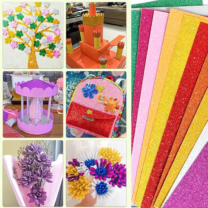 10 Sheets Glitter Paper Sheet for Father‘s Day Decor, A4 Cardstock