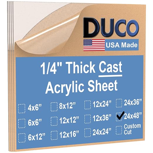 Duco Clear Cast Acrylic Sheets 1/4" Thick 24" x 48"