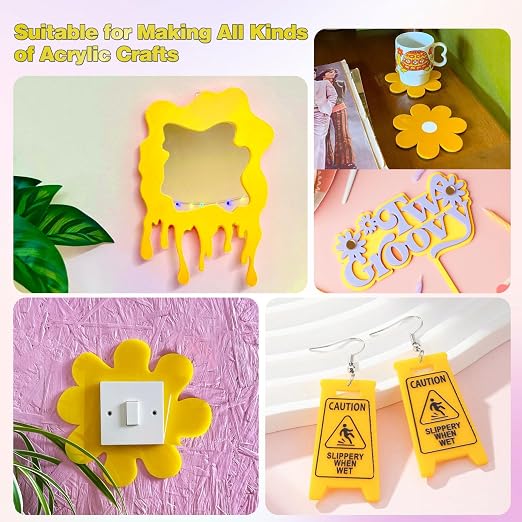 Adrattnay Yellow Acrylic Sheets 1/8 Thick, Opaque Acrylic Sheets Acrylic Panel