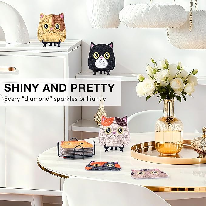 Cat Diamond Art Painting Coasters Kit