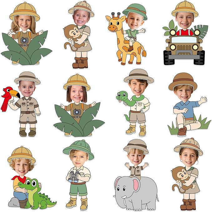 60pcs Jungle Safari Theme DIY Cutouts Jungle Animals Bulletin Board Decoration