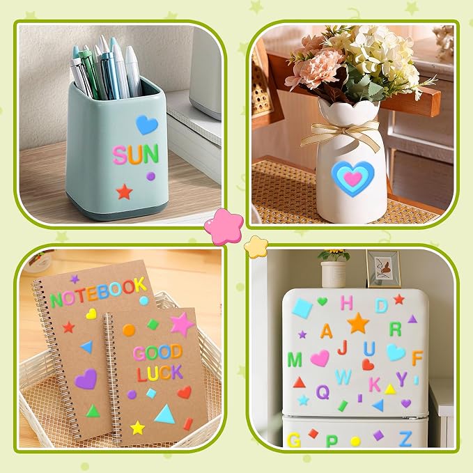 1488Pcs Foam Stickers, 8Colors Foam Shape Letter Stickers